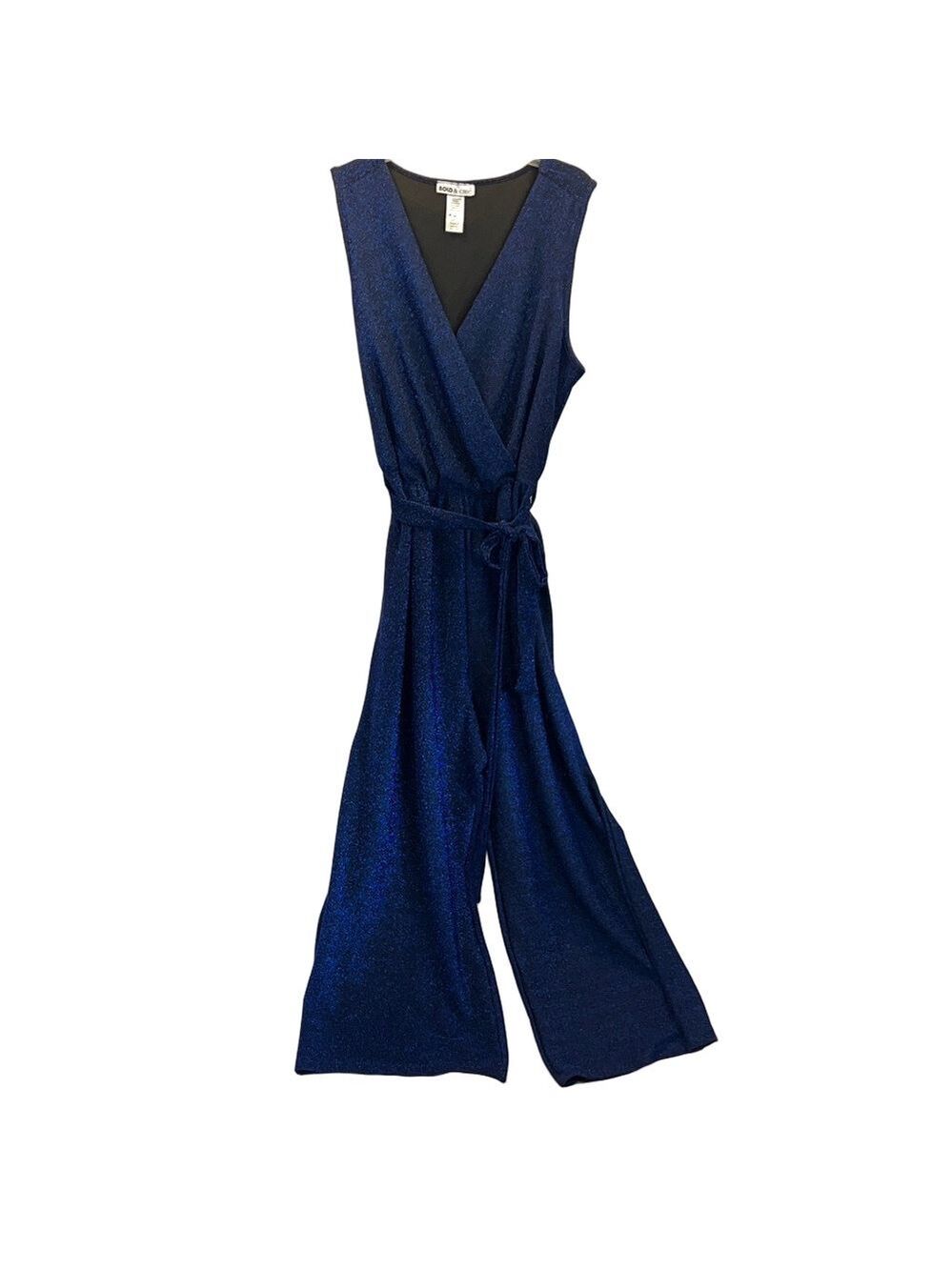 Bold & Chic Navy Blue “Sparkle”Sleeveless Jumpsuit, Plus Size 2X - Picture 2 of 10